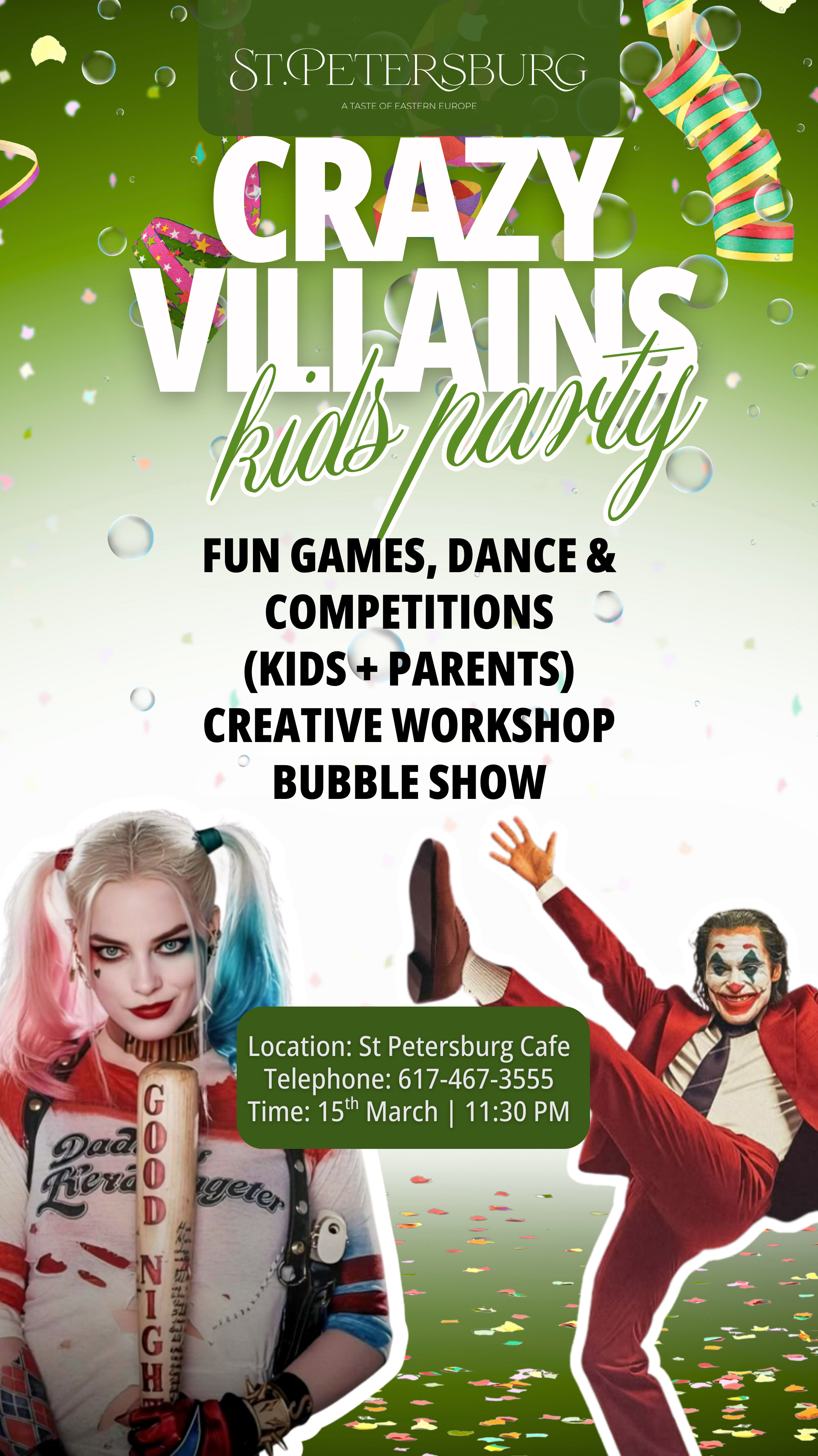 Crazy Villains kids party at St Petersburg Cafe