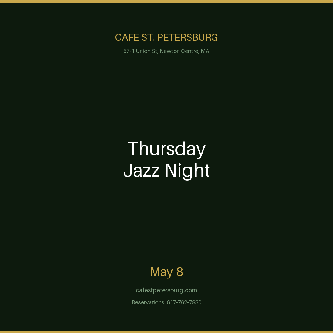 Thursday Jazz Night at Cafe St. Petersburg